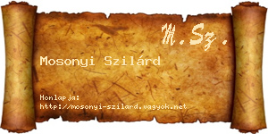 Mosonyi Szilárd névjegykártya